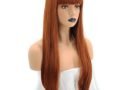 Anogol Hair Cap+ Women’s Copper Red Orange Synthetic Red Wig With Bangs Hair Long Natural Wavy Wigs For Daily Life Hairstyles